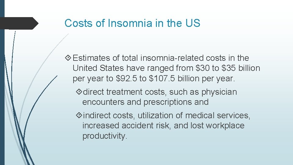 Costs of Insomnia in the US Estimates of total insomnia-related costs in the United