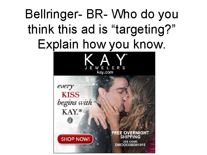 Bellringer- BR- Who do you think this ad is “targeting? ” Explain how you