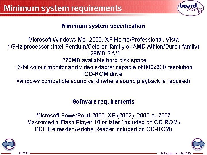 Minimum system requirements Minimum system specification Microsoft Windows Me, 2000, XP Home/Professional, Vista 1