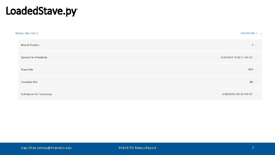 Loaded. Stave. py Jiayi Chen jennyz@brandeis. edu STAVE PD Status Report 7 