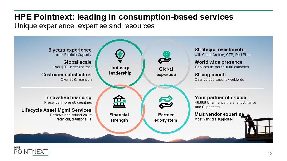 HPE Pointnext: leading in consumption-based services Unique experience, expertise and resources Strategic investments 8