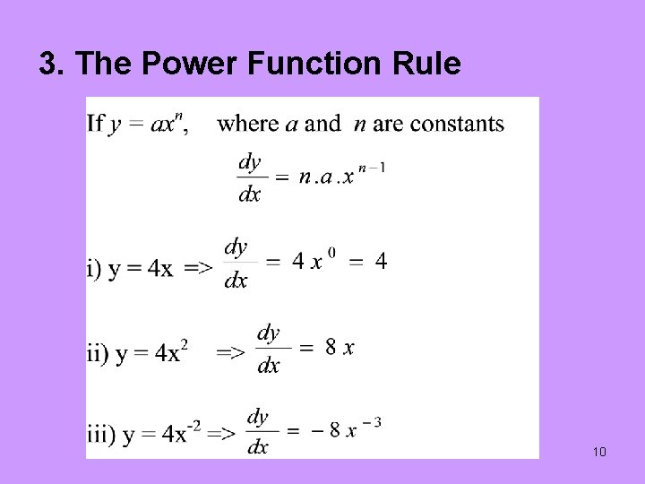 3. The Power Function Rule 10 