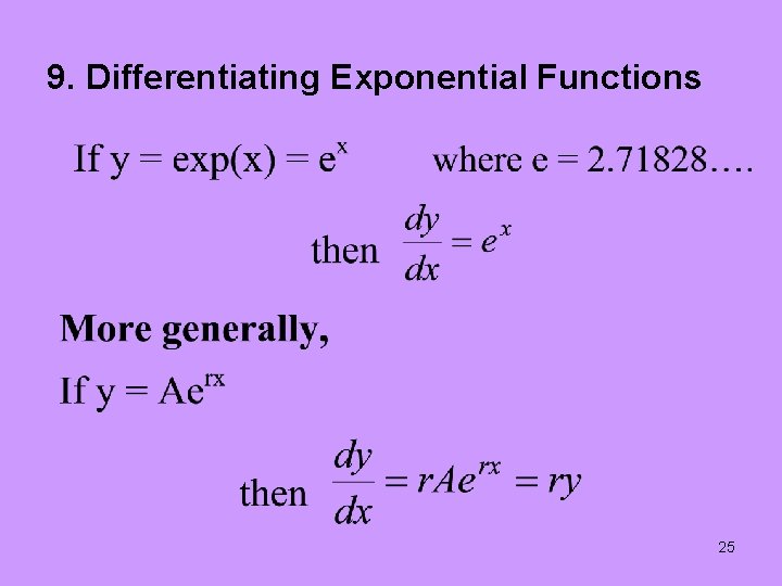 9. Differentiating Exponential Functions 25 