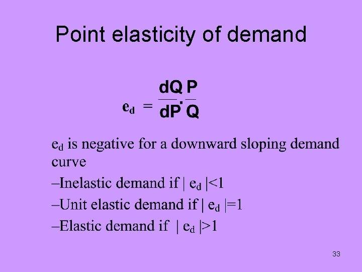 Point elasticity of demand 33 