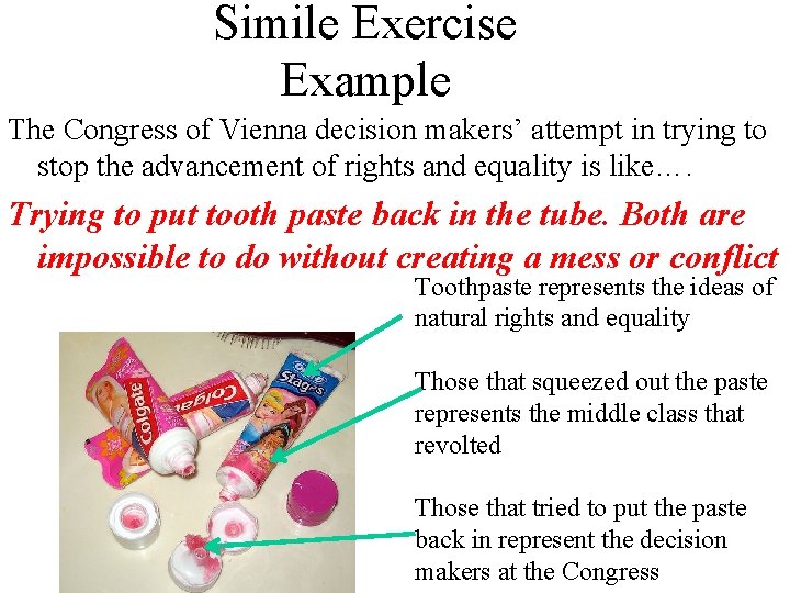 Simile Exercise Example The Congress of Vienna decision makers’ attempt in trying to stop