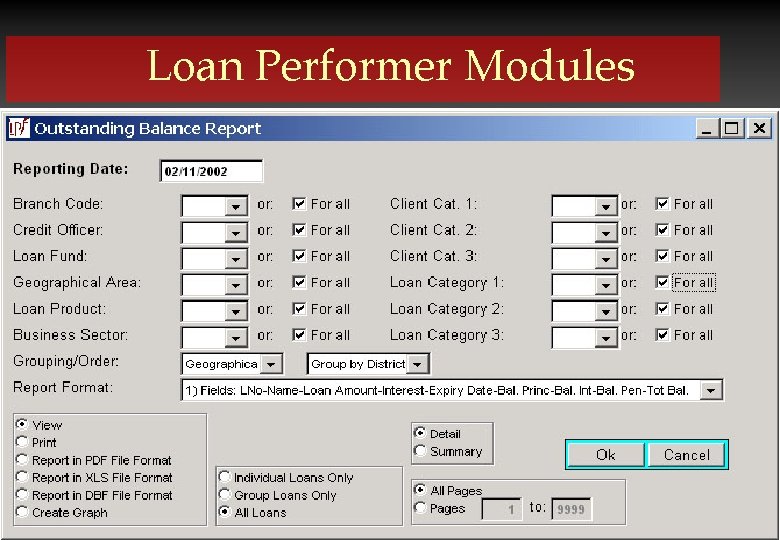 Loan Performer Modules Crystal Clear Software Ltd. 