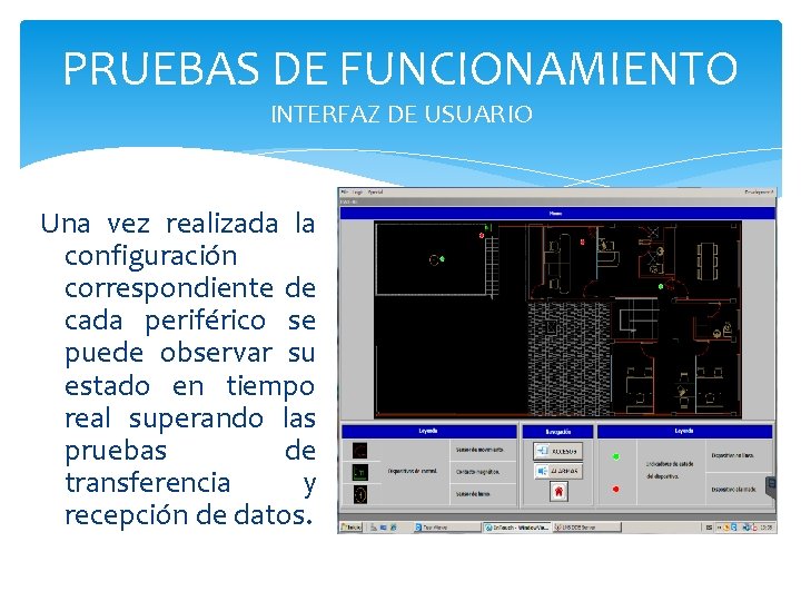 PRUEBAS DE FUNCIONAMIENTO INTERFAZ DE USUARIO Una vez realizada la configuración correspondiente de cada