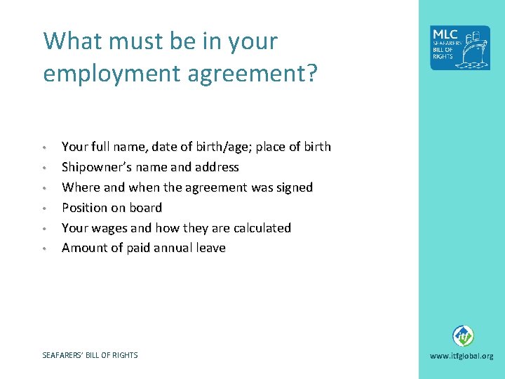 What must be in your employment agreement? • • • Your full name, date