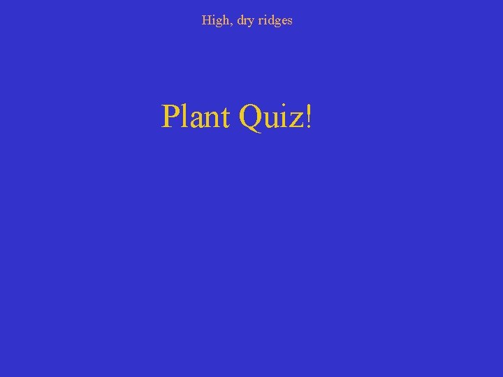 High, dry ridges Plant Quiz! 