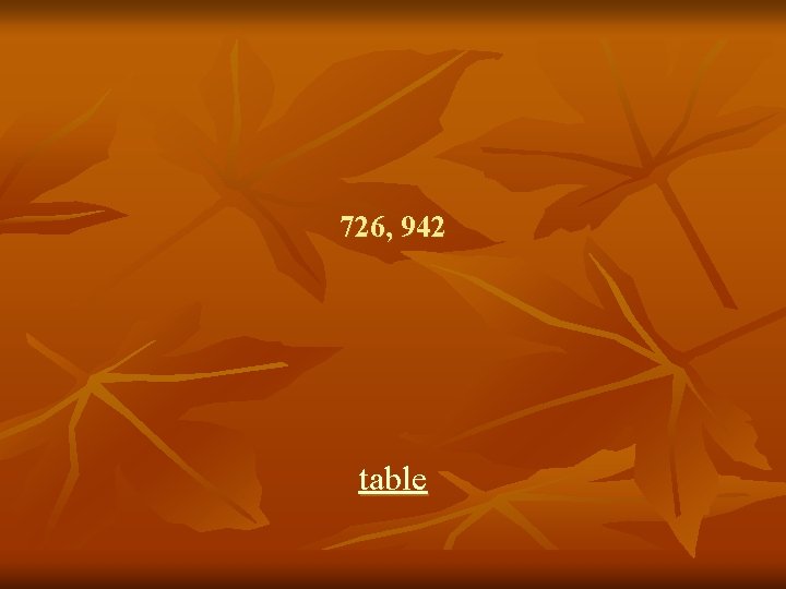 726, 942 table 