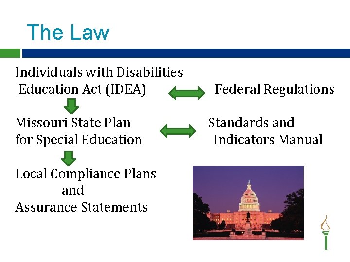 The Law Individuals with Disabilities Education Act (IDEA) Missouri State Plan for Special Education