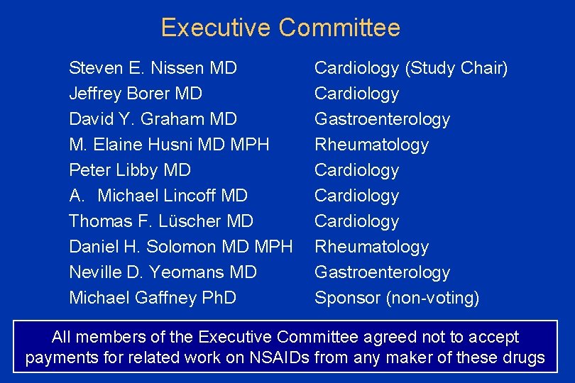 Executive Committee Steven E. Nissen MD Jeffrey Borer MD David Y. Graham MD M.