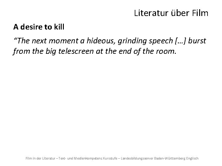 Literatur über Film A desire to kill “The next moment a hideous, grinding speech