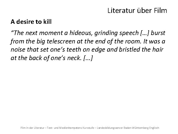 Literatur über Film A desire to kill “The next moment a hideous, grinding speech