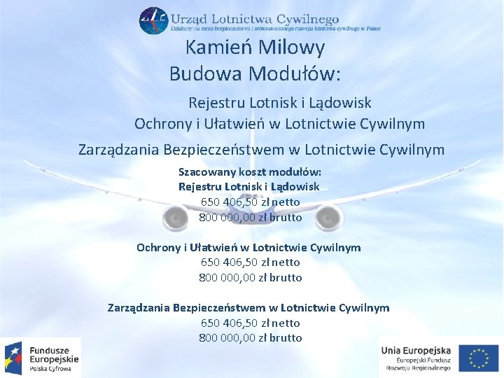 Kamień Milowy Budowa Modułów: Rejestru Lotnisk i Lądowisk Ochrony i Ułatwień w Lotnictwie Cywilnym