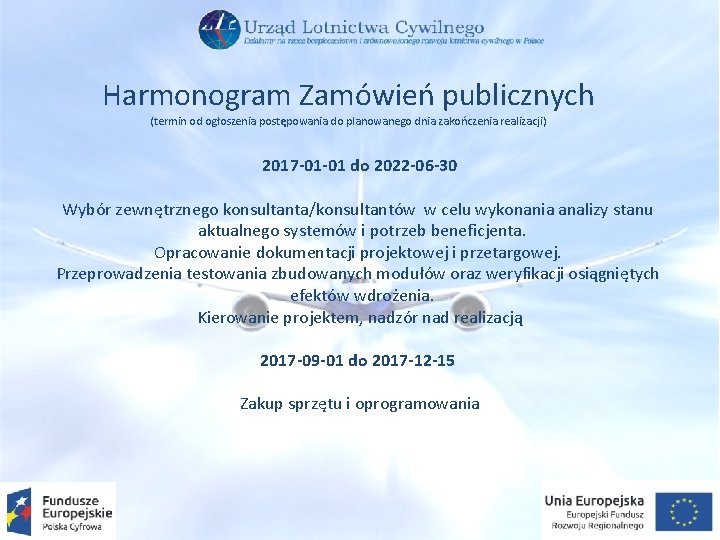 Harmonogram Zamówień publicznych (termin od ogłoszenia postępowania do planowanego dnia zakończenia realizacji) 2017 -01