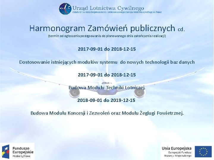 Harmonogram Zamówień publicznych cd. (termin od ogłoszenia postępowania do planowanego dnia zakończenia realizacji) 2017