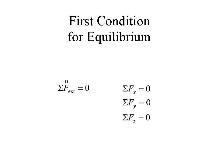 First Condition for Equilibrium 