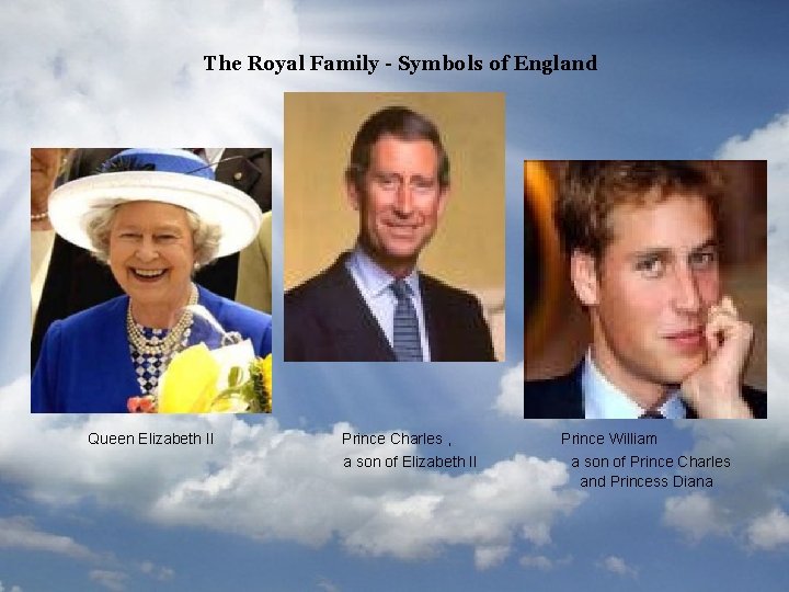  The Royal Family - Symbols of England Queen Elizabeth II Prince Charles ,
