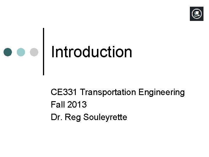 Introduction To Transportation Engineering