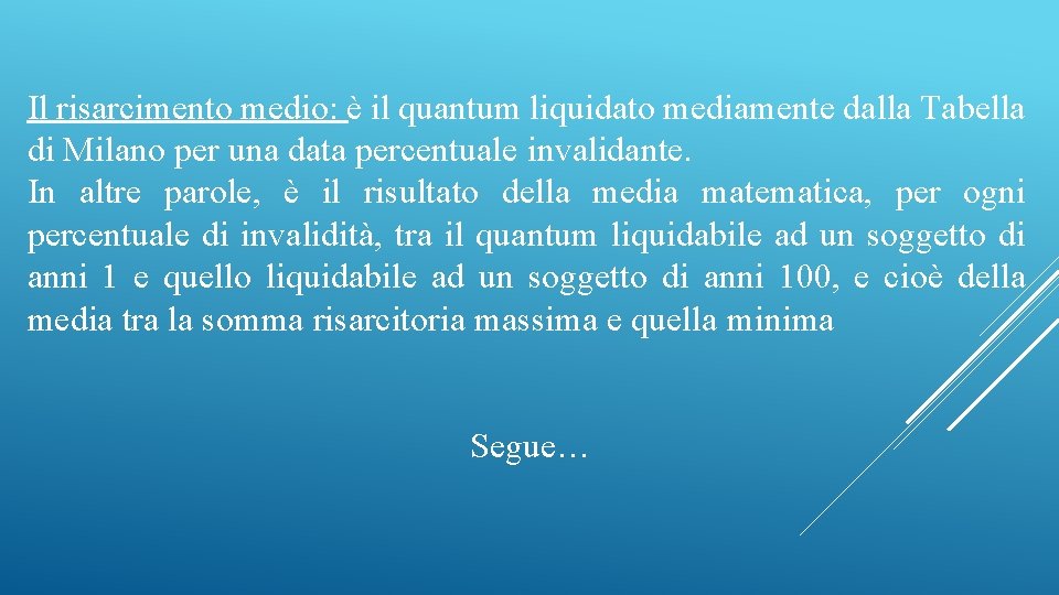 Il risarcimento medio: è il quantum liquidato mediamente dalla Tabella di Milano per una