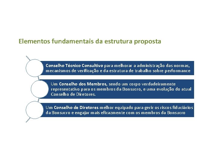 Elementos fundamentais da estrutura proposta Conselho Técnico Consultivo para melhorar a administração das normas,