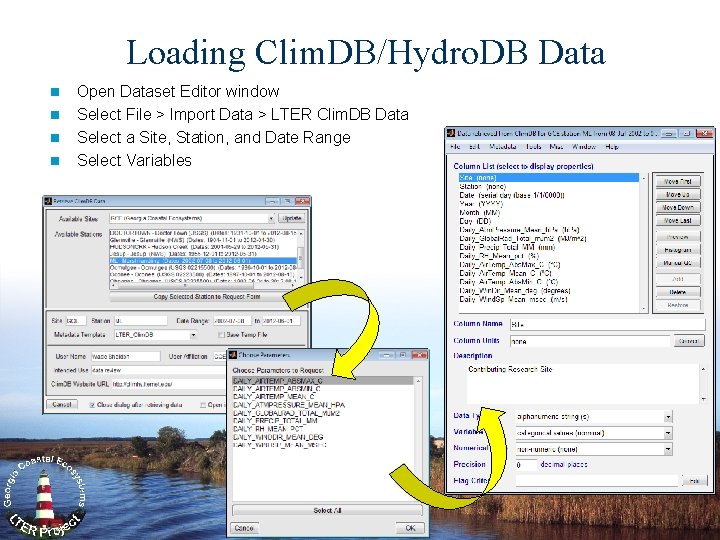 Loading Clim. DB/Hydro. DB Data n n Open Dataset Editor window Select File >