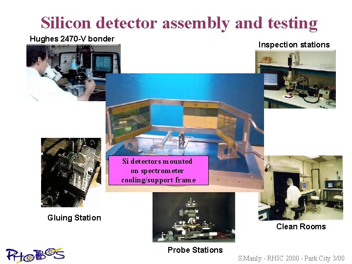 Silicon detector assembly and testing Hughes 2470 -V bonder Inspection stations Si detectors mounted