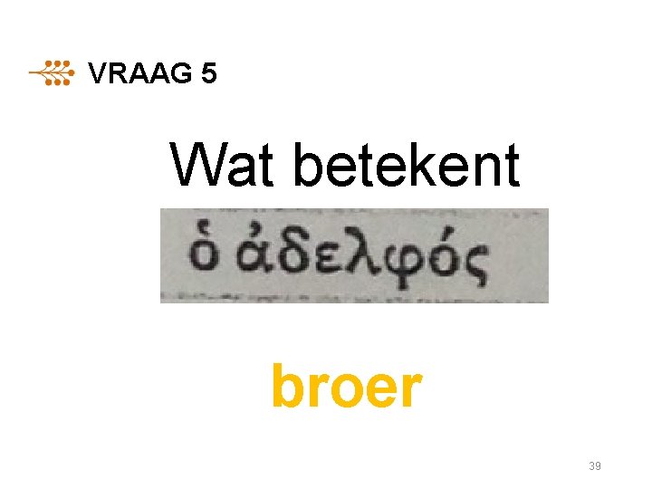 VRAAG 5 Wat betekent broer 39 