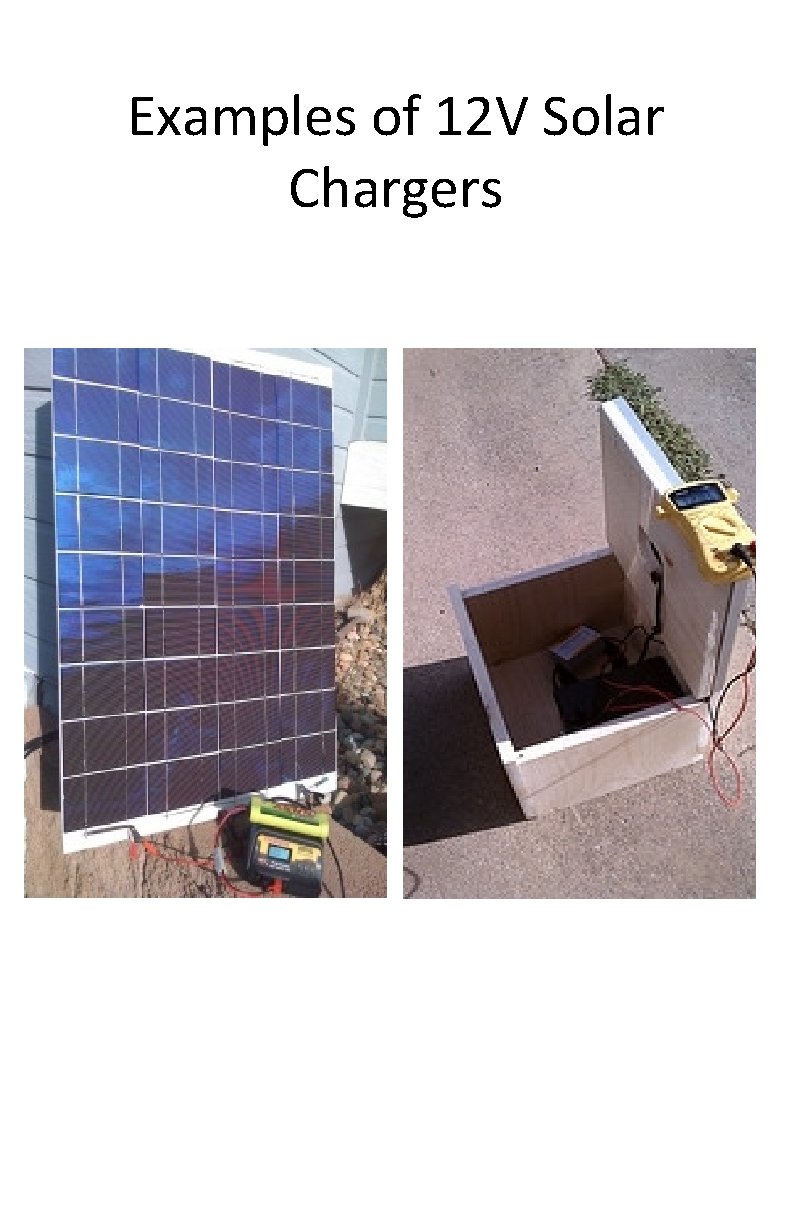 Examples of 12 V Solar Chargers 