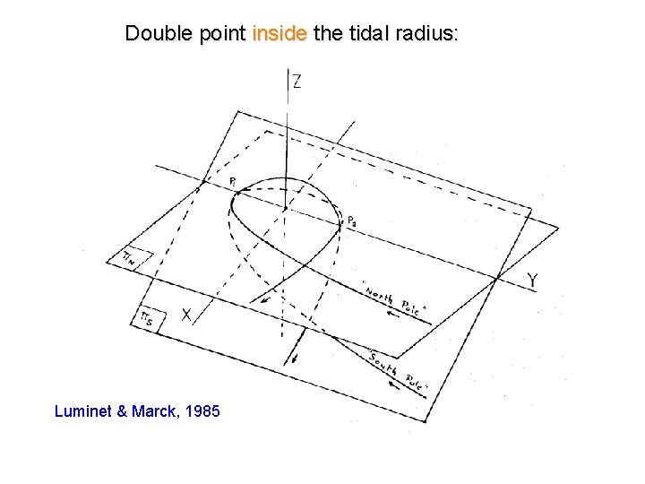 Double point inside the tidal radius: Luminet & Marck, 1985 