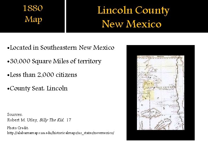 1880 Map Lincoln County New Mexico w • Located in Southeastern New Mexico •