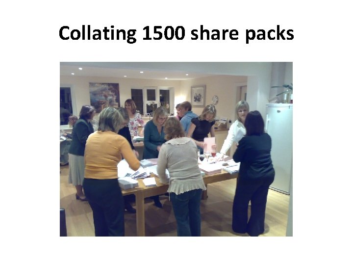 Collating 1500 share packs 