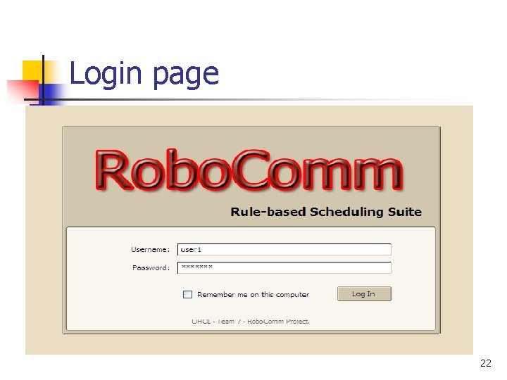 Login page 22 