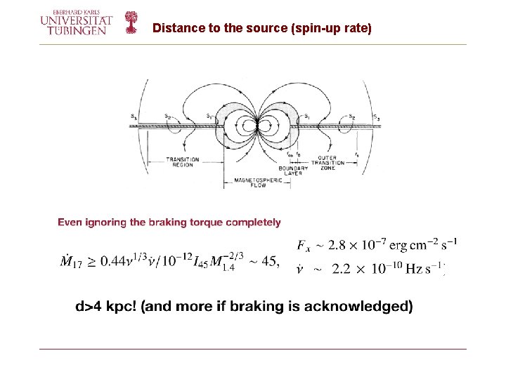 Distance to the source (spin-up rate) 