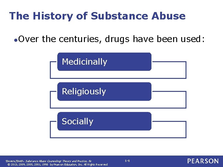 The History of Substance Abuse ●Over the centuries, drugs have been used: Medicinally Religiously