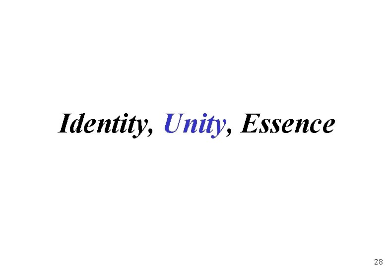 Identity, Unity, Essence 28 