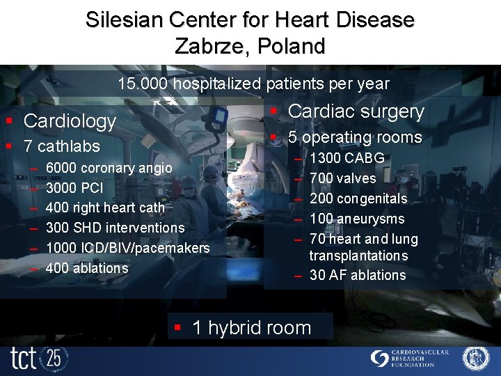 Silesian Center for Heart Disease Zabrze, Poland 15. 000 hospitalized patients per year §