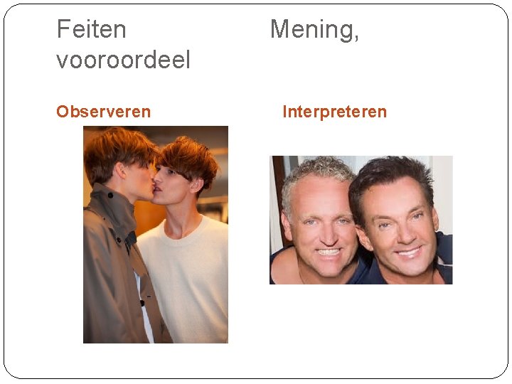 Feiten vooroordeel Observeren Mening, Interpreteren 