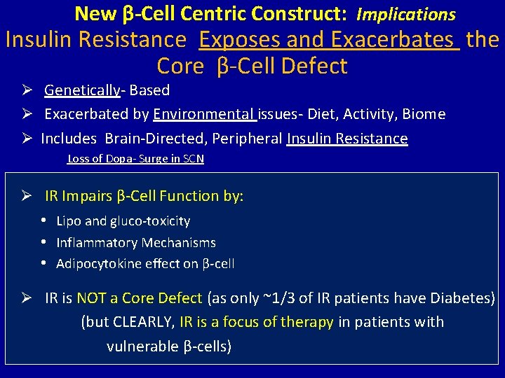 New β-Cell Centric Construct: Implications Insulin Resistance Exposes and Exacerbates the Core β-Cell Defect