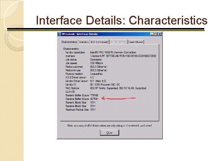 Interface Details: Characteristics 