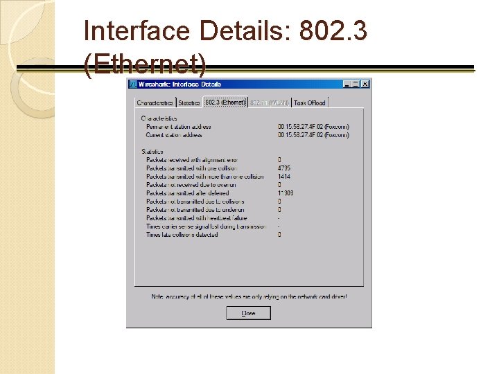 Interface Details: 802. 3 (Ethernet) 