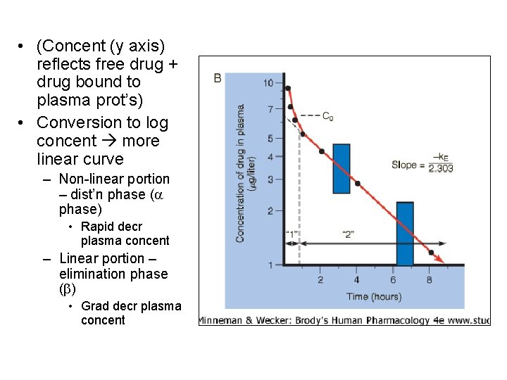  • (Concent (y axis) reflects free drug + drug bound to plasma prot’s)