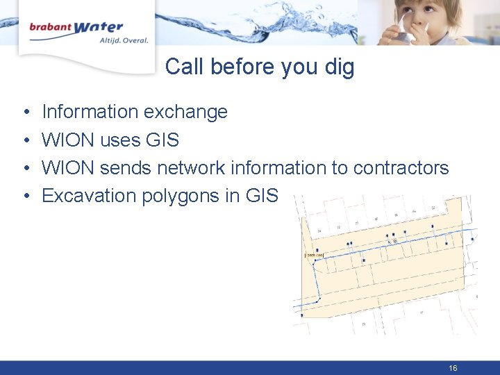 Call before you dig • • Information exchange WION uses GIS WION sends network