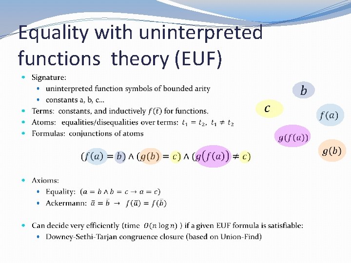 Equality with uninterpreted functions theory (EUF) 