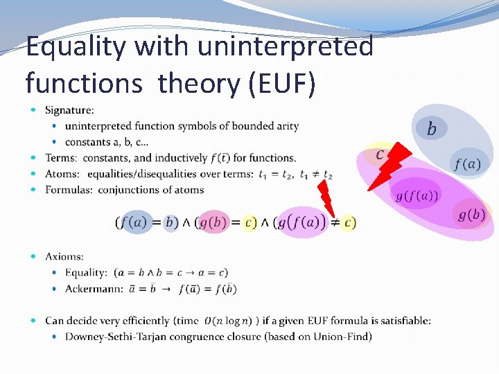 Equality with uninterpreted functions theory (EUF) 