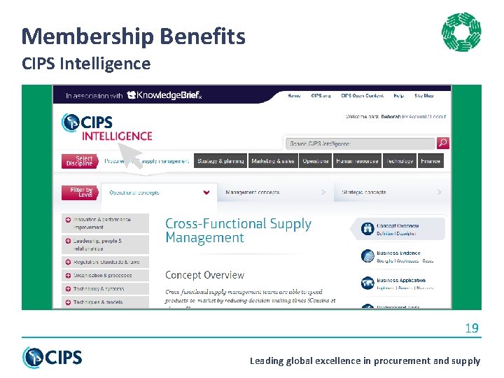 Membership Benefits CIPS Intelligence 19 Leading global excellence in procurement and supply 