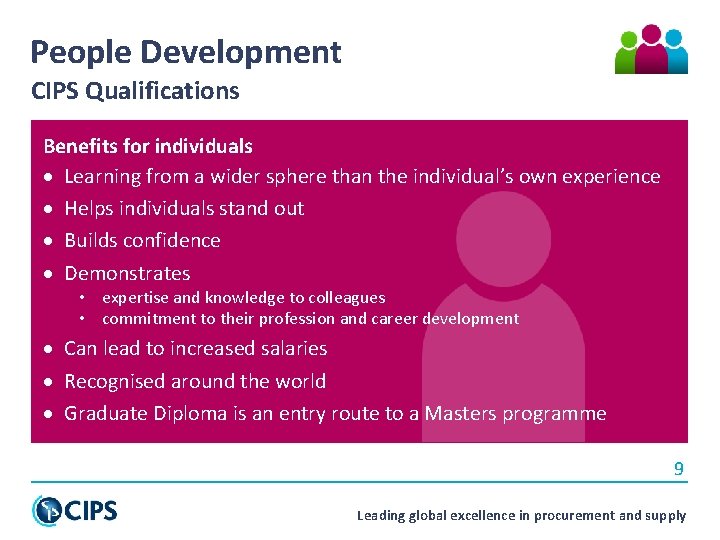 People Development CIPS Qualifications Benefits for individuals · Learning from a wider sphere than