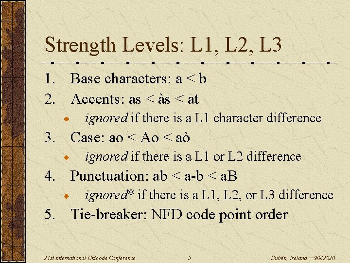 Strength Levels: L 1, L 2, L 3 1. Base characters: a < b