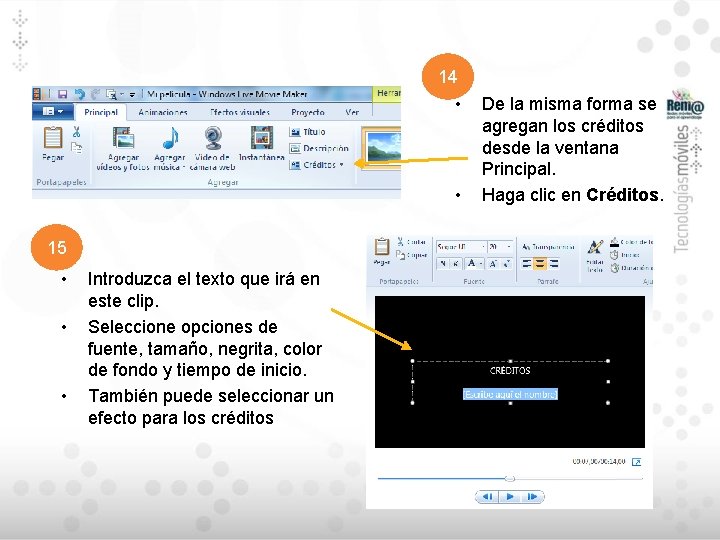 14 • • 15 • • • Introduzca el texto que irá en este